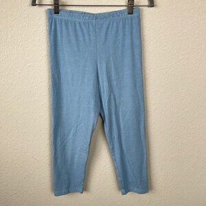 Bryn Walker Organic Bamboo Cotton Slim Pant High Rise Crop Lounge Blue Sz S